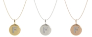 Macy's 14k Yellow, White, or Rose Gold Necklace, Diamond Letter F Disk Pendant (1/10 ct. t.w.)